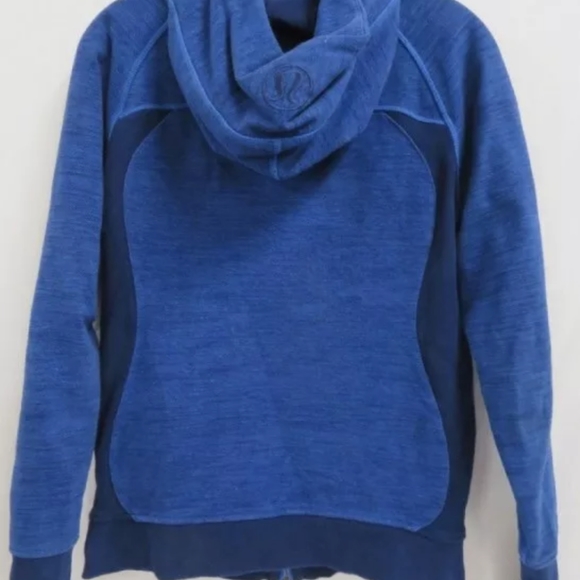 Lulumon sz 8 Cobalt Blue Long Sleeve Hoodie zip up front Pre owned GREAT CND - Picture 5 of 5